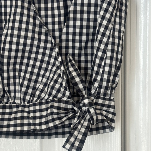 Madewell Short-Sleeve Wrap Top in Gingham Check Size S Small - Picture 2 of 8